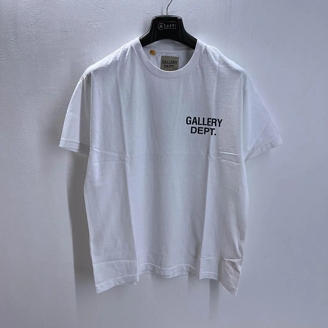 GALLERY DEPT. SOUVENIR TEE English LOGO commemorative basic short-sleeved white S-XL original consistent cotton and linen cylindrical fabric high poundage 230g fabric accessories matching correct version